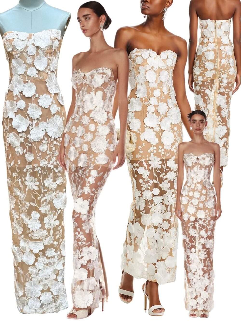 🆕 BRONX & BANCO 🧿 NWOT Jasmine Blanc Bridal Maxi Dress, Sz XS US 2